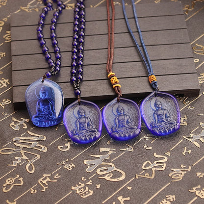 Ancient French Glaze Crystal Pendant Temple Binding Supplies With Protective Talisman Necklace