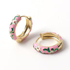 Enamel Earrings Burnt Blue Flower Earrings