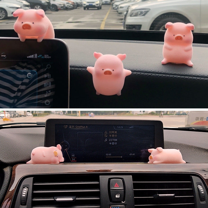 Cute cartoon pig car center console decoration