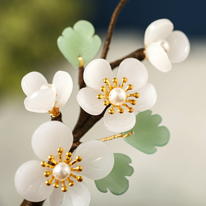 New Hairpin Side Hair Decoration Jade Flowers