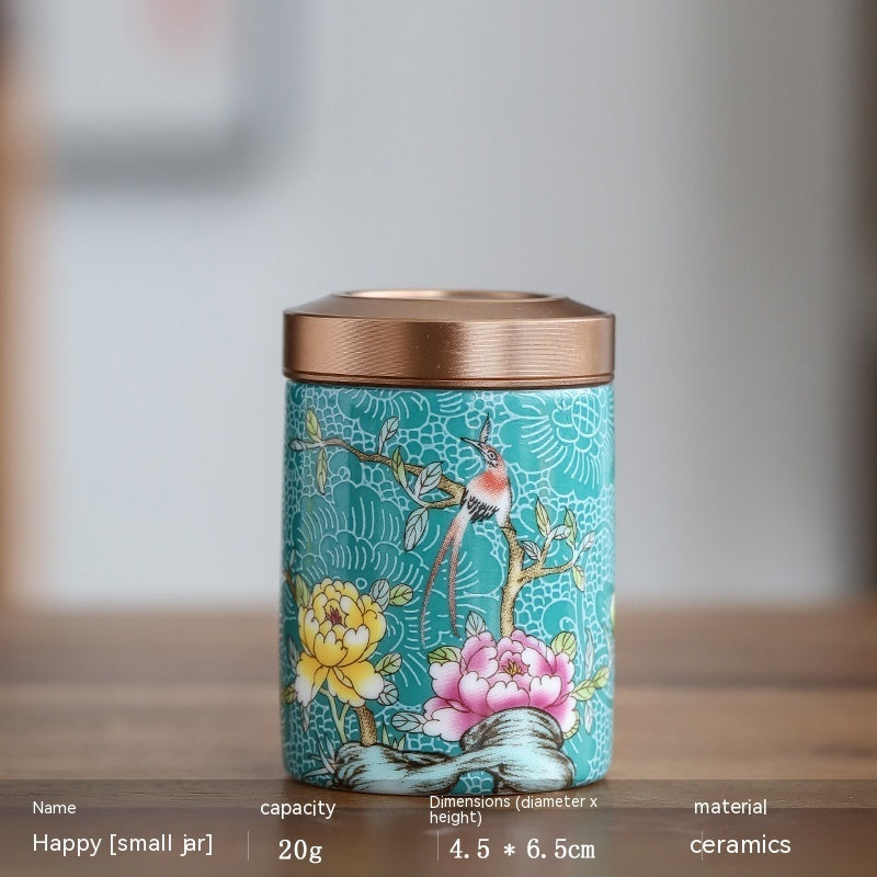 Enamel Color Tea Caddy Portable Alloy Airtight Storage Tea Weaker Set