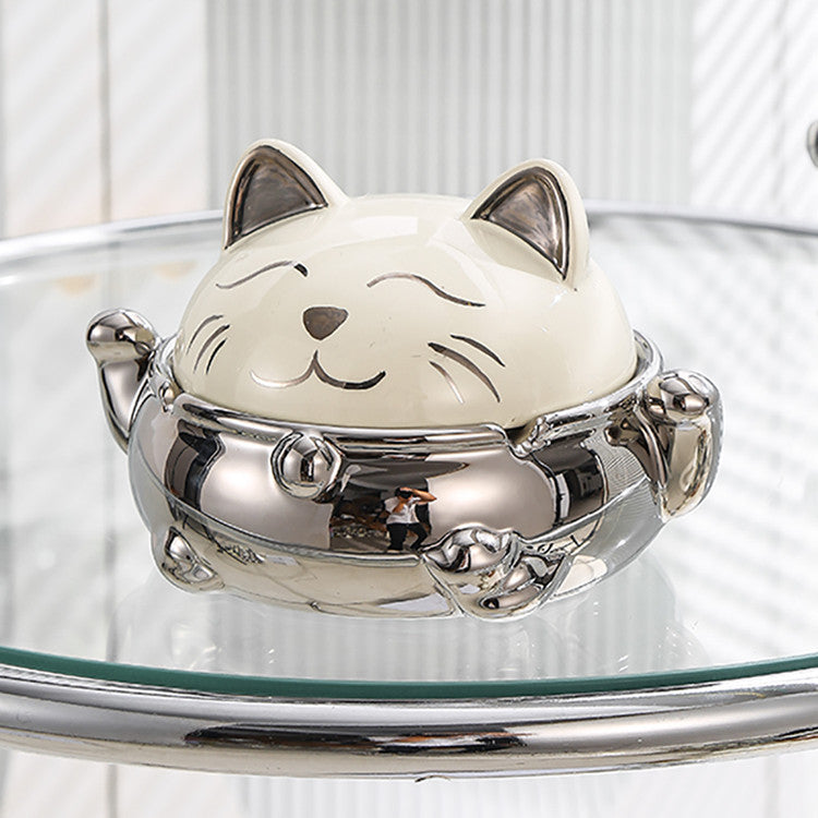 Lucky Cat Ashtray Home Living Room With Lid