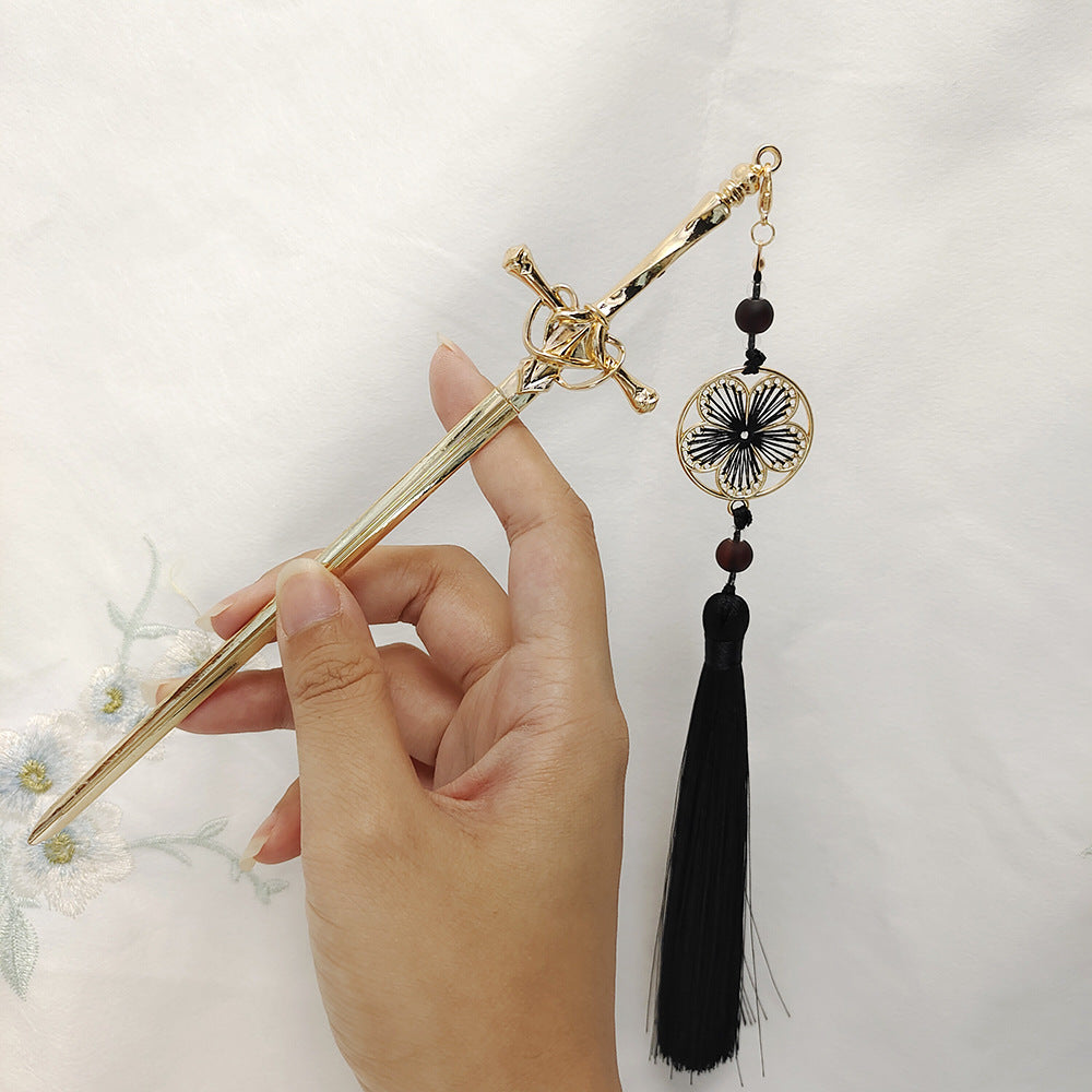 Sword Hairpin Tassel Hairpin Updo Chinese Ancient Style Clothing Accessories Modeling Headdress Hairpin