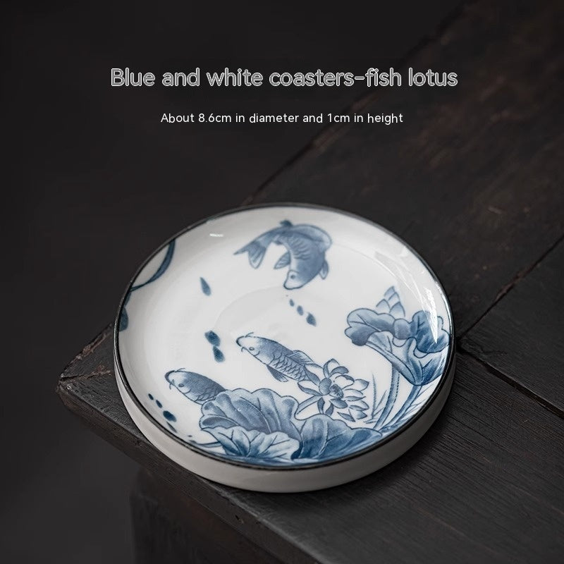 Blue And White Porcelain Teacup Mat Round Heat Proof Mat Household Tea Mat