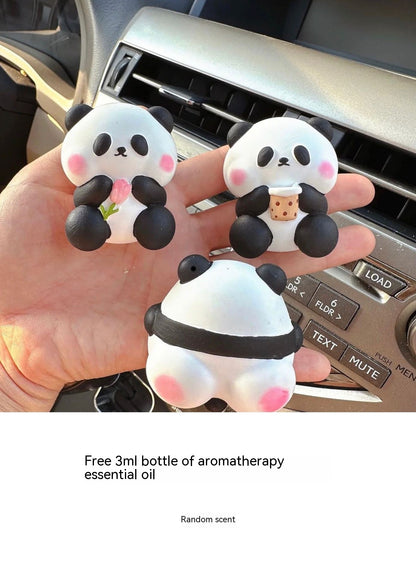 Chinese style cute panda car air outlet perfume aromatherapy car interior decoration