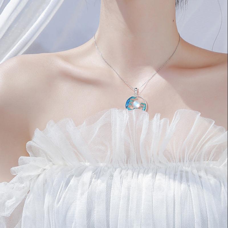 Silver Necklace Women's Sea Moon Chinese Style Jewelry