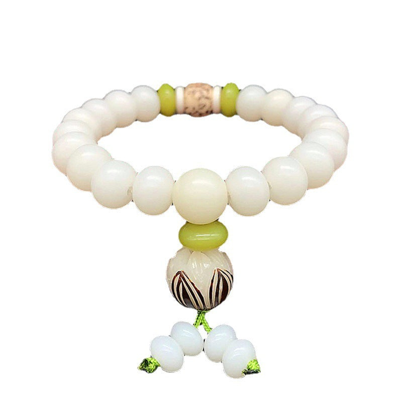 White Jade Bodhi Root Bracelet 108 Bracelet