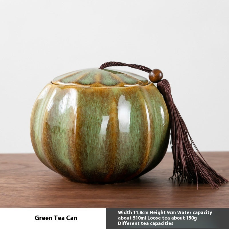 Small Size Creative Pumpkin Household Kiln Transmutation Tea Caddy Ceramic