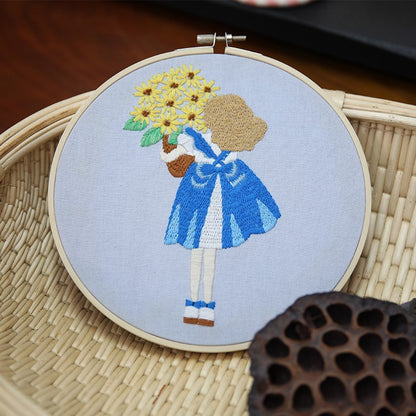 Diy Cross  Thread Embroidery Bouquet Dance Girl Hanging Picture