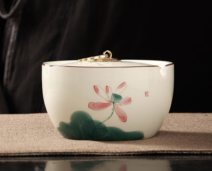 Hand-painted Household Living Room Ceramic Ashtray With Lid Non-slip