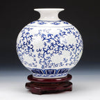 Chinese Decorative Vase With Blue And White Porcelain Flower Arrangement