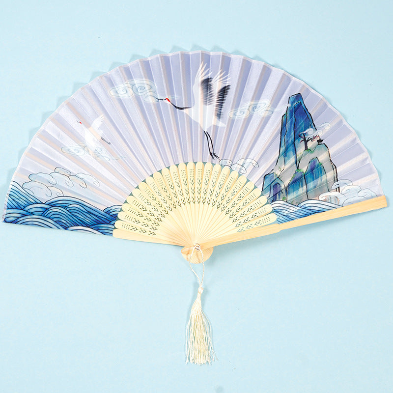 Chinese Style Women's Tasseled Portable Cheongsam Folding Fan