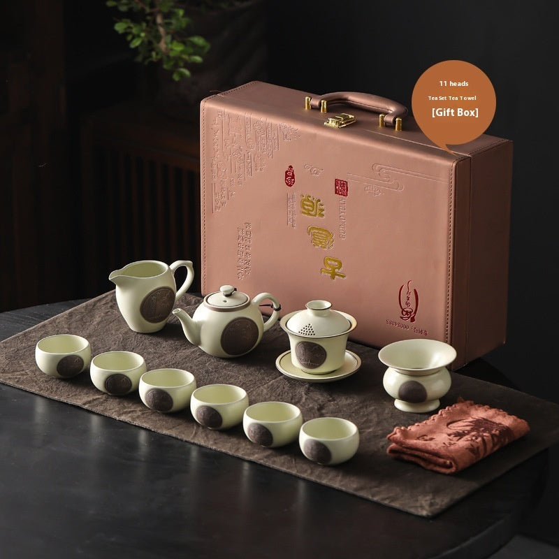 Household Porcelain Opening Film Teapot Set