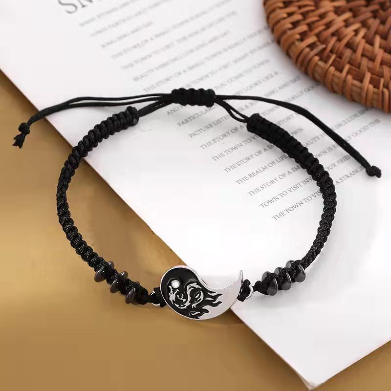 Chinese Style Retro Handmade Taiji Yin And Yang Dragon Bracelet