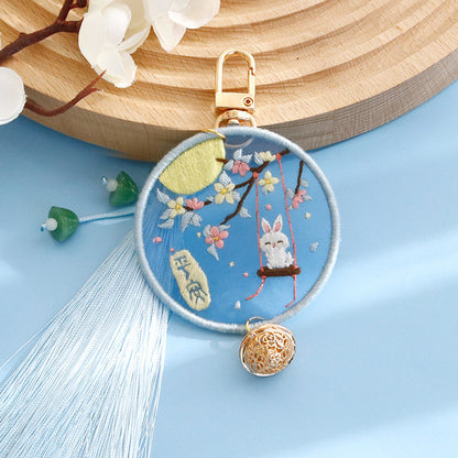 Embroidery Handmade Material Pack  An Character Simple Making Double-sided Keychain