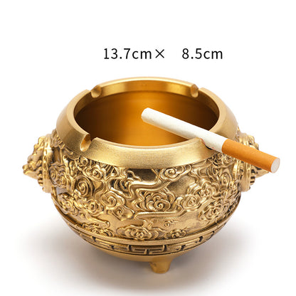 Pure Copper Ashtray Household Living Room New Chinese Retro