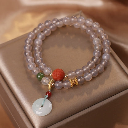 Natural Gray Chinese Multi-layer Beaded Bracelet