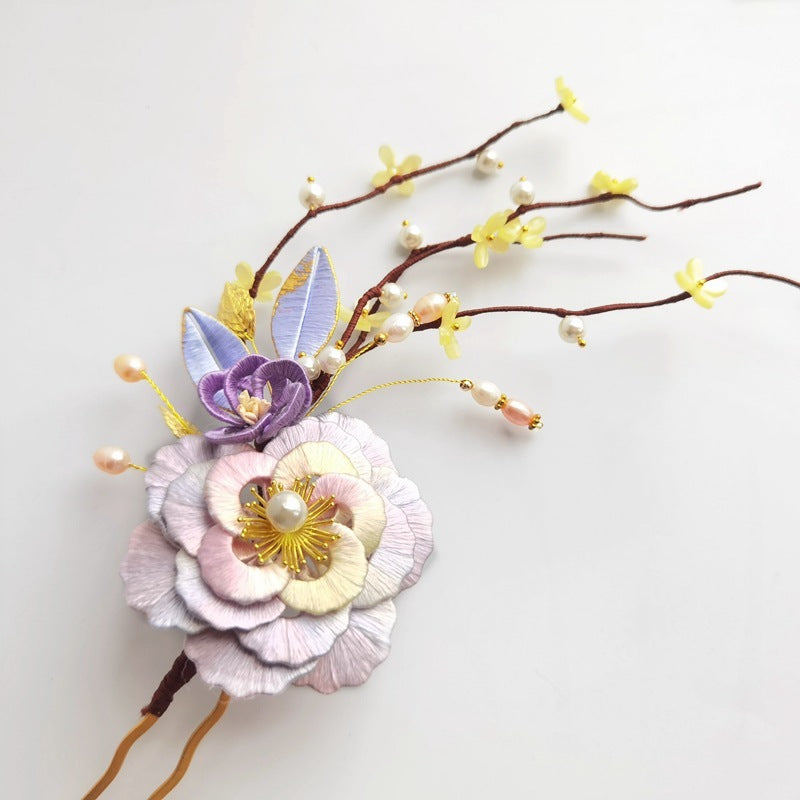 Silk Wrapped Flower Hairpin Hairpin Ancient Style Accessories Hanfu Hair