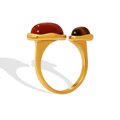 Ins Chinese Style Natural Tigereye Niche Ring