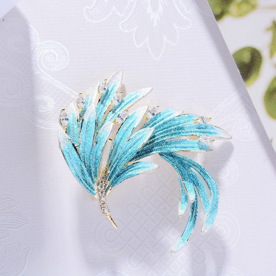 Enamel Phoenix Brooch with Zircon Inlay for Women and Men-1