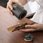 New Chinese Style Simple Black Pottery Non-woven Sealing Tea Caddy