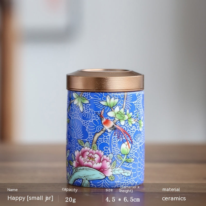 Enamel Color Small Size Mini Tea Jar Handmade Alloy Ceramic Airtight Storage Tea Weaker Portable