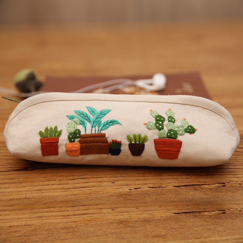 Retro Lu Embroidery Makeup Hand Embroidery Diy Pencil Case