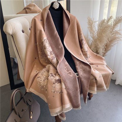 Lady Style Cashmere-like Double-sided Thermal Student Scarf Air Conditioning Shawl