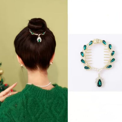 High-end Light Luxury Green Crystal Hairpin Temperament