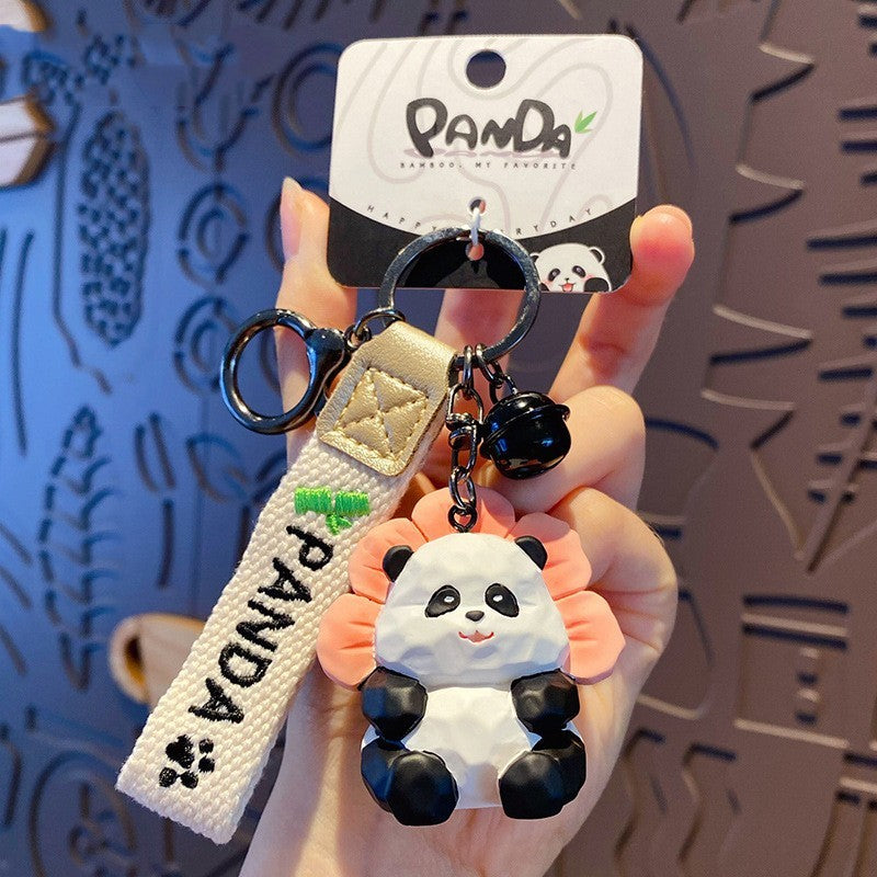 Resin Wood Carving Panda Keychain