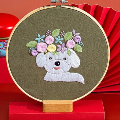 Chinese Embroidery DIY Cute Cartoon Animal Puppy Embroidery Beginners Handmade Self-Embroidery Material Kit