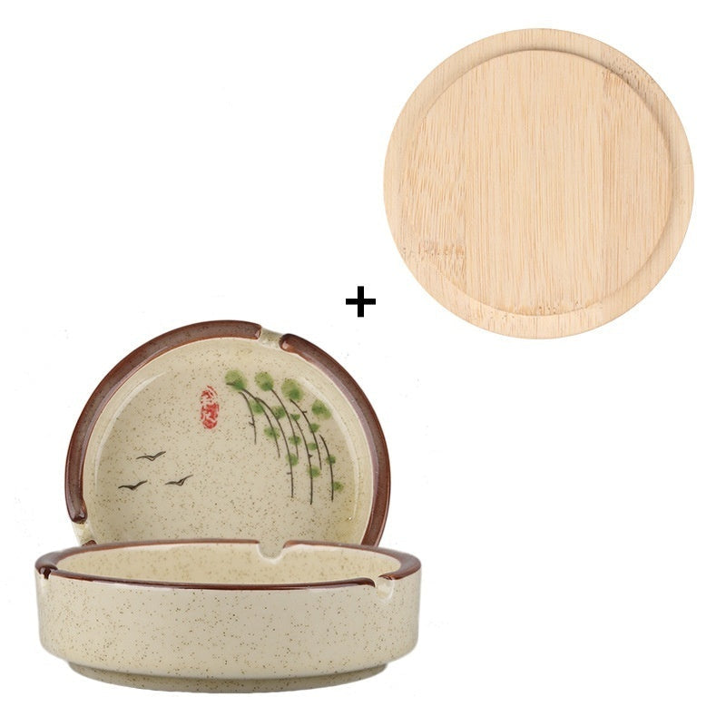 Chinese Style Fish Picture Retro Ashtray Ceramic Creative