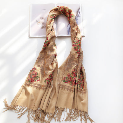 Ethnic Shawl Scarf Ladies Vintage Embroidery