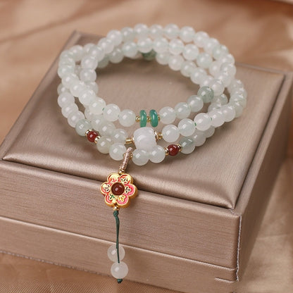 Chinese Style Retro Multi-circle Hetian Jade Beaded Bracelet