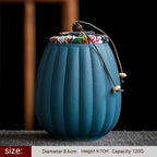 Black Porcelain Tea Caddy Chinese Style Retro Ceramic Sealed Can