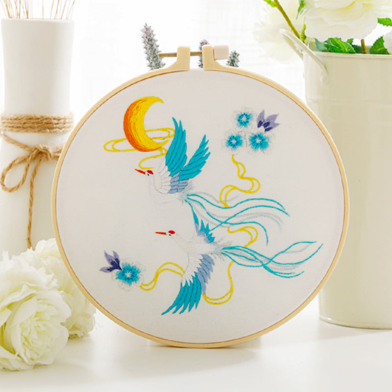 Chinese Style Flower And Bird Diy Hand Embroidery Material Bag