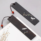 Rosewood Engraved Bookmark Chinese Pine and Crane with Spring Student Gift