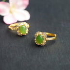 Spinach Green Ring Russian Material Jasper Square Ring Jewelry Jade Jade Ring Jewelry Jewelry Female