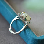 925 Silver White Jade Cabochon Ring Birthday Gift for Wife-5