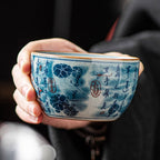 Blue and White Antique Old Clay Kung Fu Tea Brewing Ceramic Single Cup