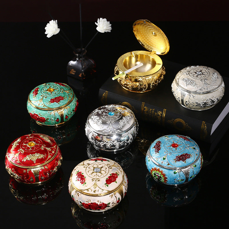 Enamel Color Home Decoration Chinese Style Windproof Ashtray