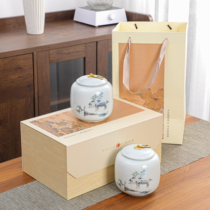 Ceramic Double Cans Tea Pot Household Half A Catty Package Tea Storage Tank