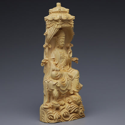 Guanyin Boxwood Pagoda Guanyin Ornaments Buddhist Writing Handicrafts