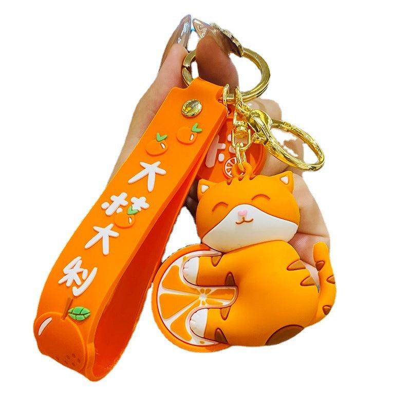 Creative Big Orange Cute Aauspicious Cat Keychain