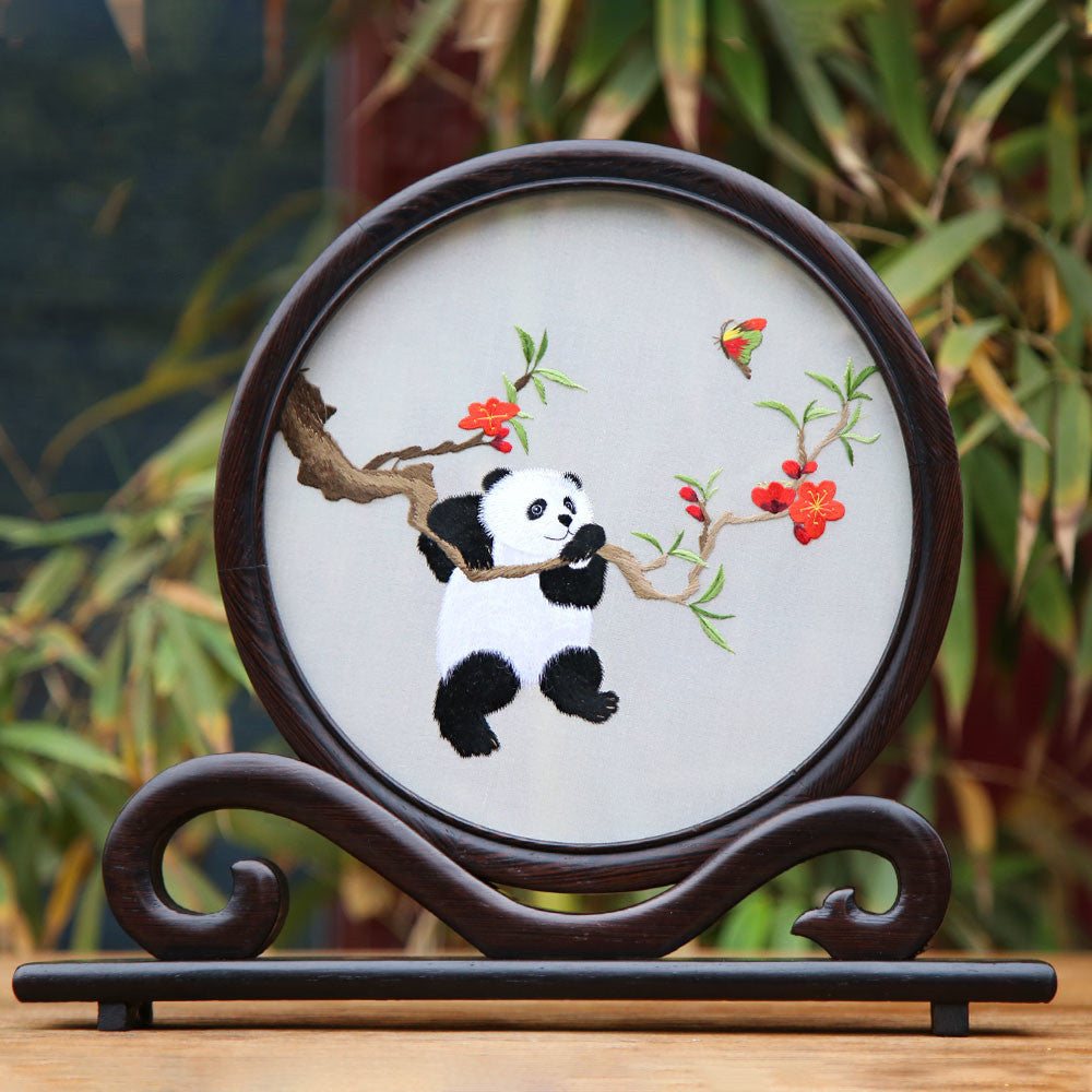 Chinese Shu Embroidery Hand-embroidered Panda Ornaments Folk Custom Souvenirs