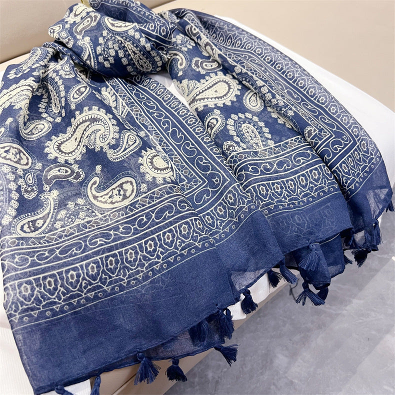 Ethnic Style Paisley Cashew Print Scarf Sunscreen Voile Shawl