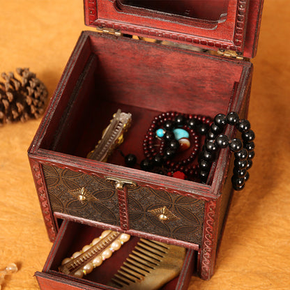 Chinese retro solid wood jewelry makeup storage box