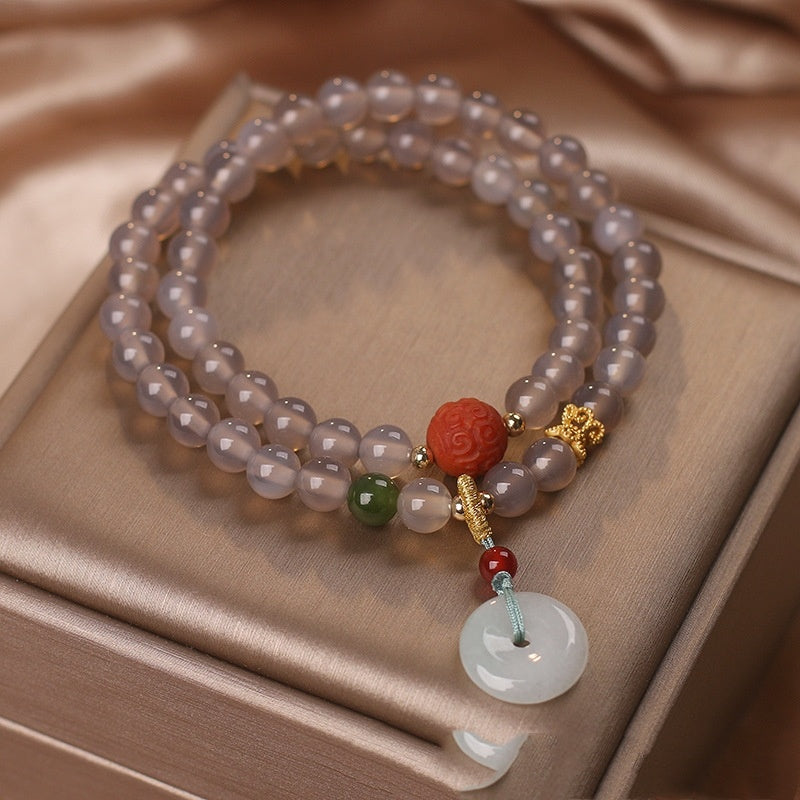 Natural Gray Chinese Multi-layer Beaded Bracelet