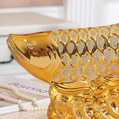 Chinese Arowana Ceramic Ornaments Entrance Wine Cabinet Decorations