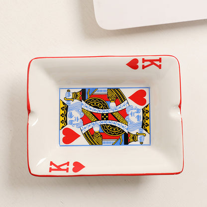 Home Poker Style Ceramic Featured Ashtray Office Living Room Featured Ornaments